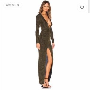 Michael Costello gold and black gown